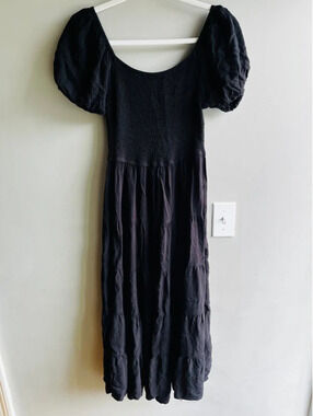 Leani Black Boho Maxi Dress Puffy Sleeves Size 4